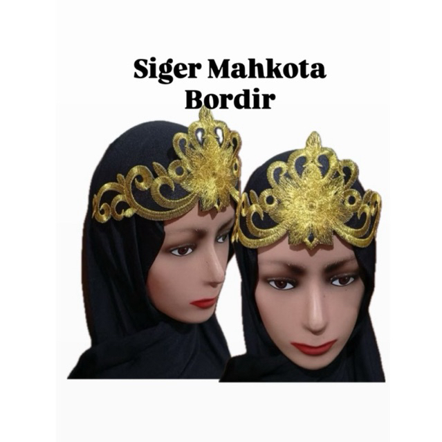 Bordir Siger Mahkota Gurita Anak kain Abutai hitam Premium aksesoris Tari