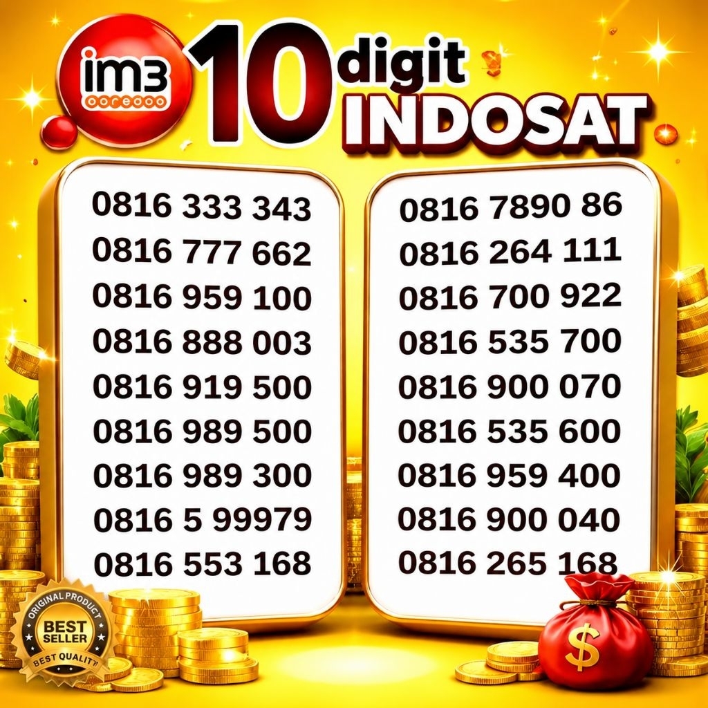 NOMOR CANTIK 10 DIGIT 168 PRABAYAR PERDANA INDOSAT 10DGT NOMER CANTIK NOMOR KEREN
