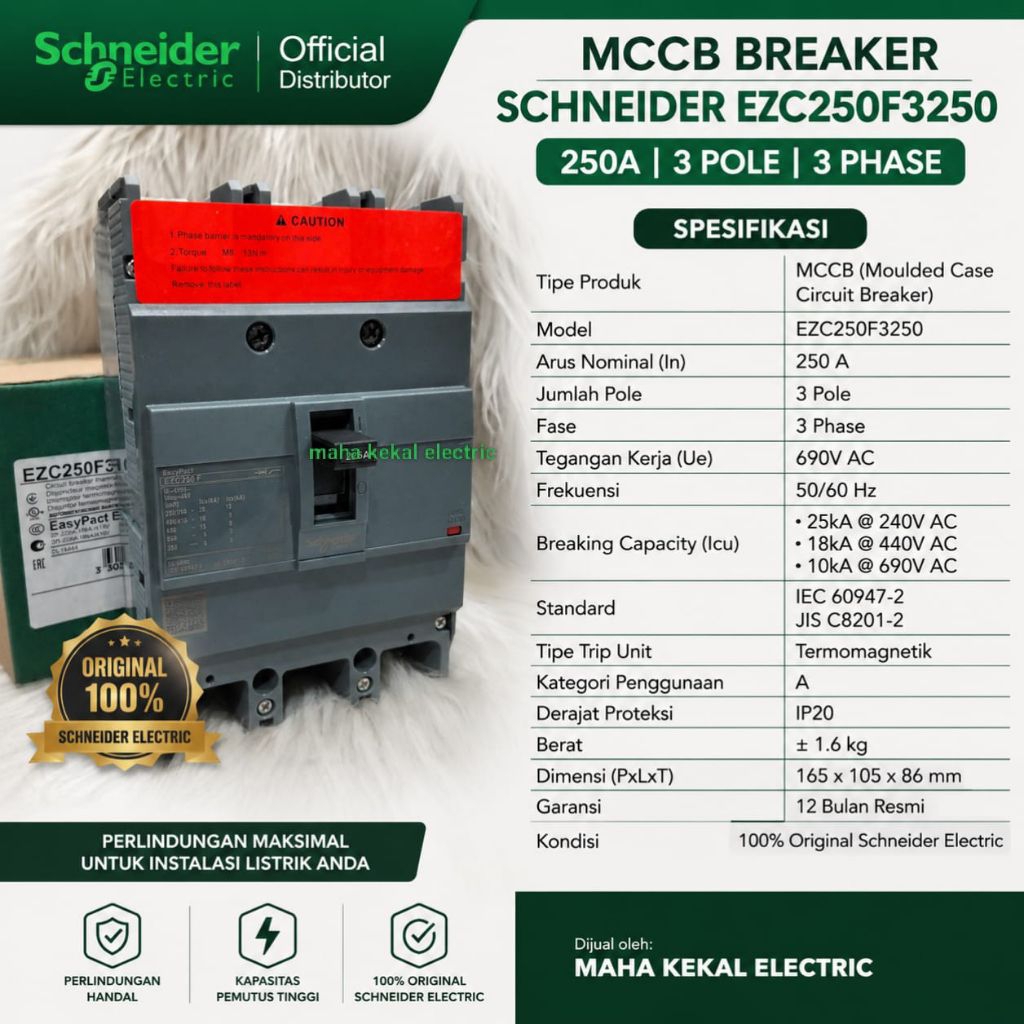 mccb breaker Schneider 250a EasyPact ezc250f3250 3phase original mccb 250a breaker 250a mccb breaker