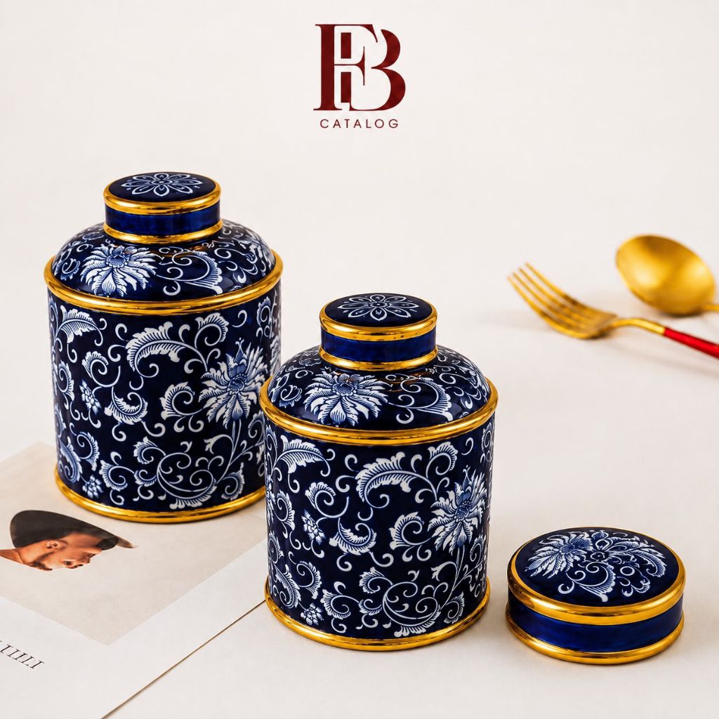 Guci Toples Keramik China Tochin Biru Putih Import Guci Porselen Dekorasi Rumah