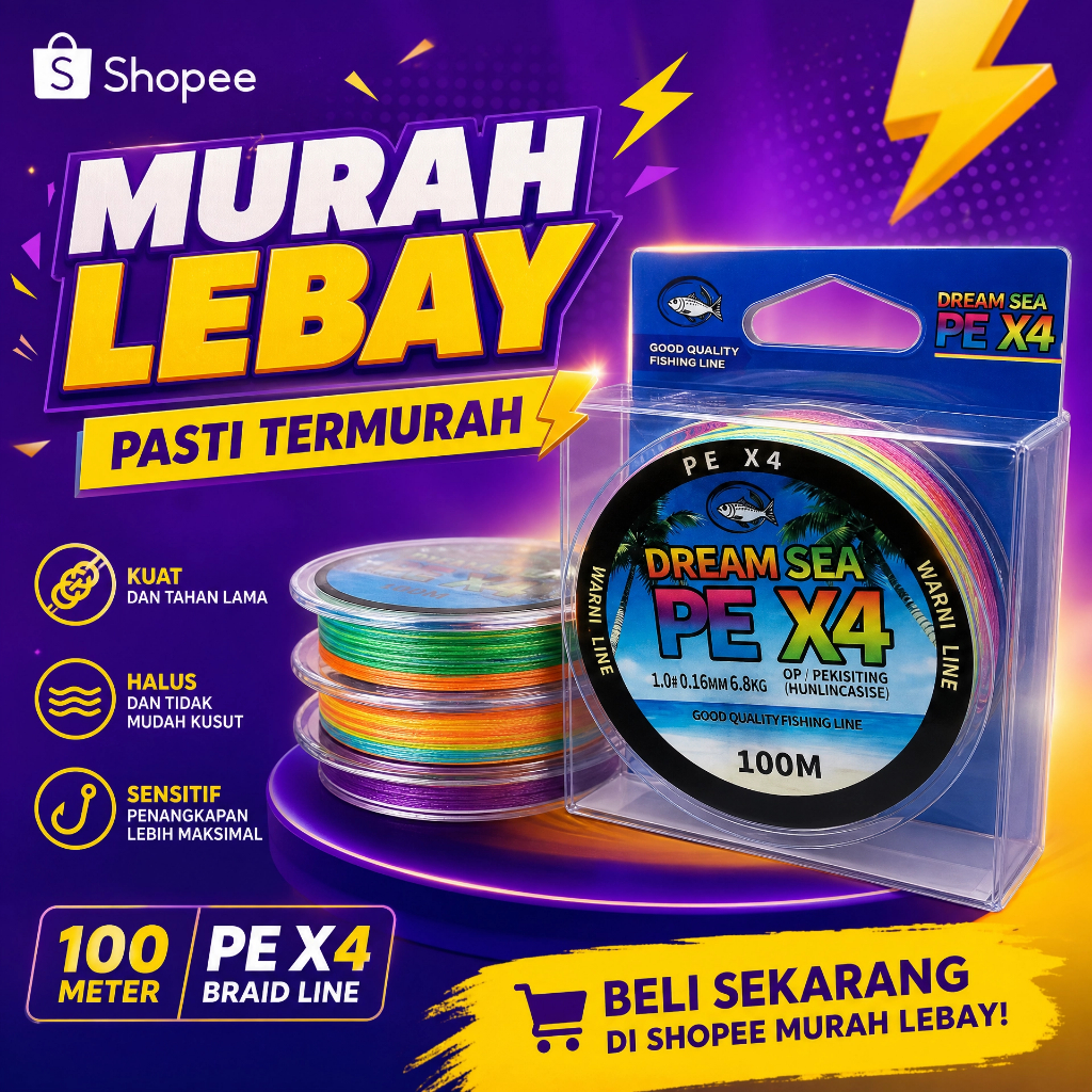 Tali Pancing PE X4 100M Tahan Abrasi Senar Pancing Sensor Bright NEO Super Kuat Tarik Senar Pancing 