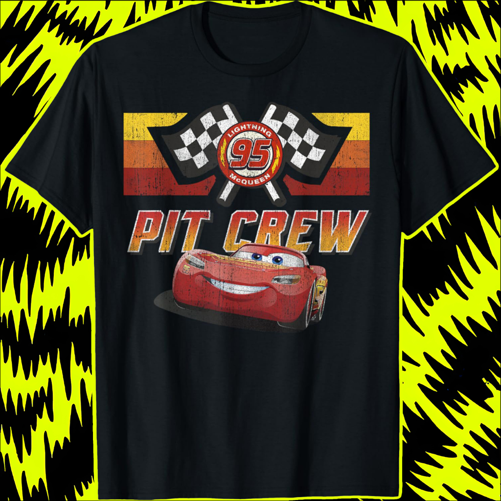Makeyoushine X Generasi90 Kaos  Cars McQueen Pit Crew Red Distressed T-Shirt – Baju Vintage 90s Retr