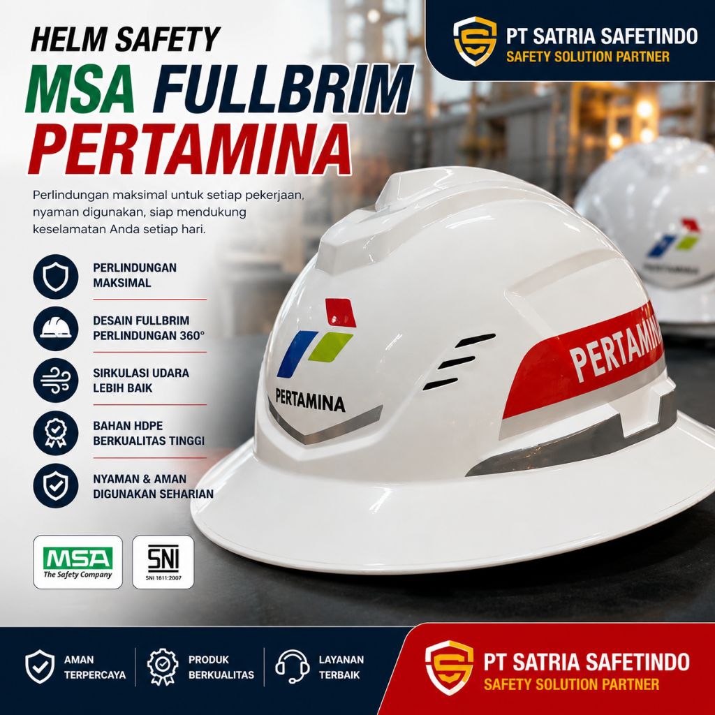 Helm Safety MSA New Fullbrim Logo Pertamina - Helm Safety Fullbrim Pertamina
