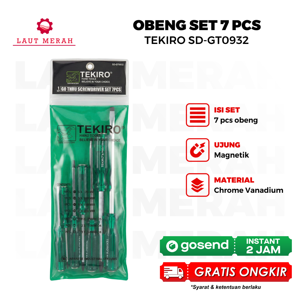 TEKIRO OBENG Go thru set 7pc / Obeng set 7pc / Obeng tembus