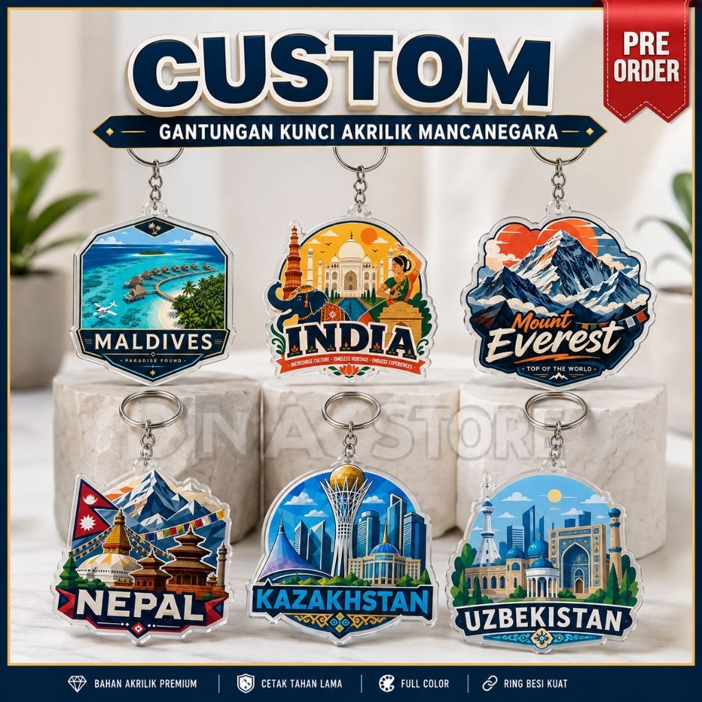 [Pre Order] Custom souvenir gantungan kunci mancanegara souvenir Uzbekistan souvenir India souvenir 