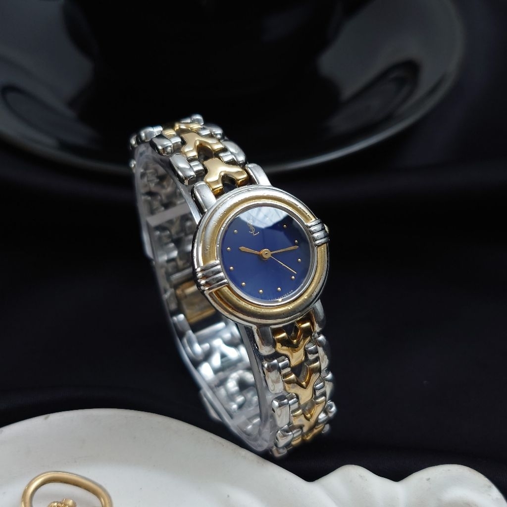 YSL YvesSaintLaurent Blue Dial Second Original, Jam Tangan Fashion Wanita