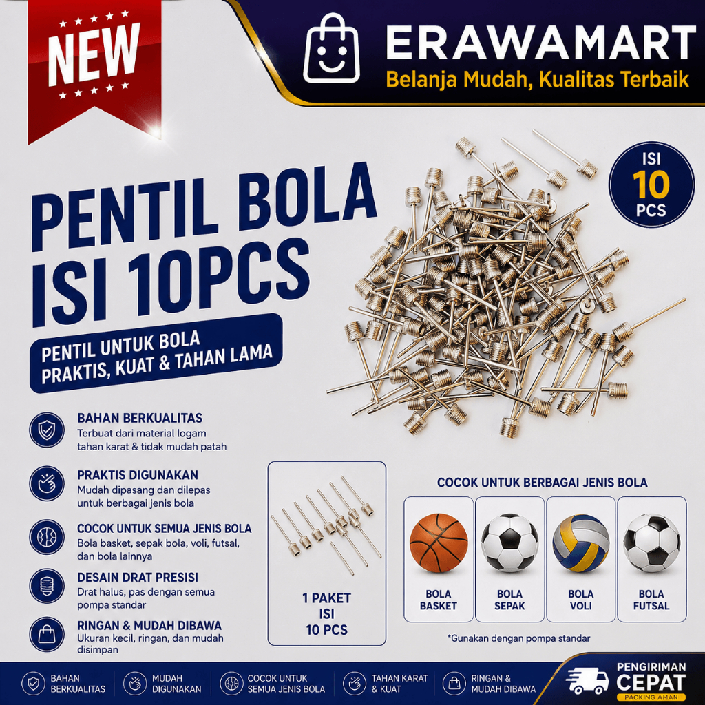 10 PCS PENTIL BOLA / COP BOLA / PENTIL BOLA BASKET / PENTIL SEPAK BOLA