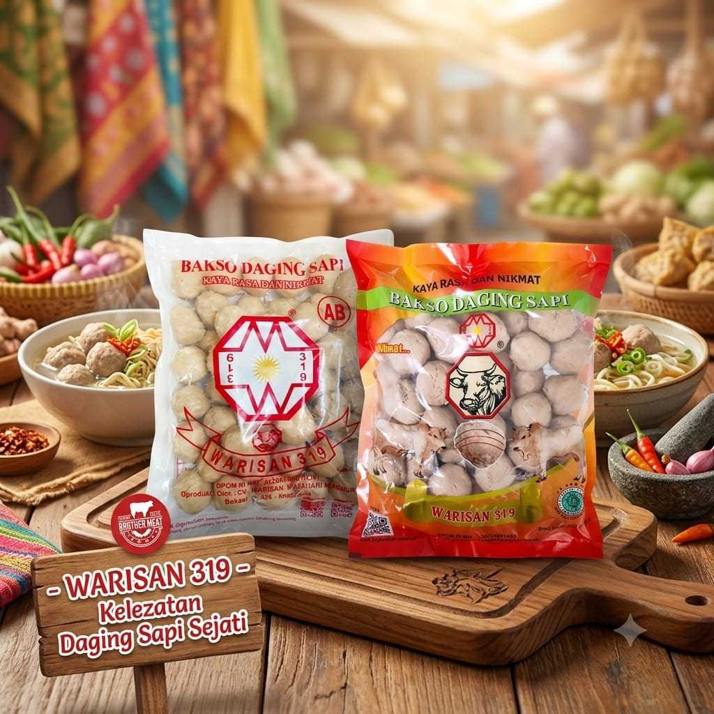 Warisan Bakso Daging Sapi (AB) & Bakso Daging Sapi Urat 600gr isi 50pcs / Bakso Warisan 319 / Baso u