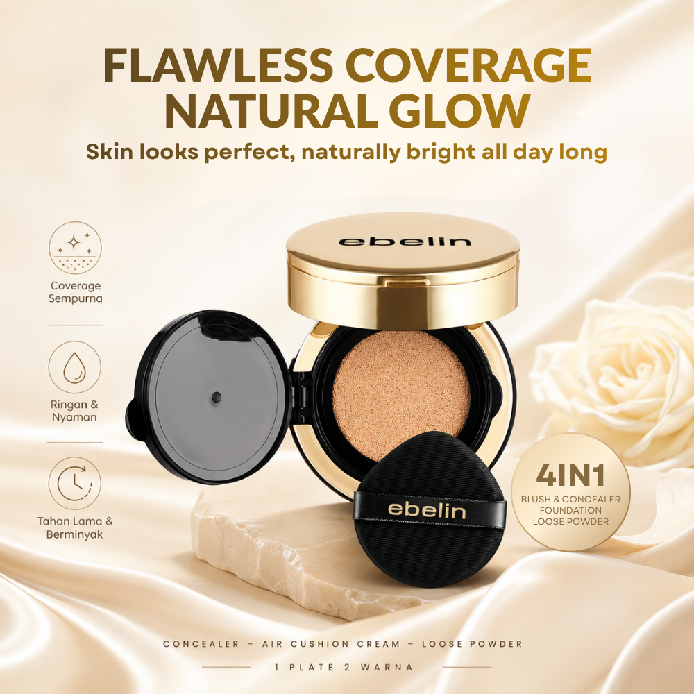 [BUNDLE] Ebelin Air Cushion 4in1 + NAN Beauty Golden Hued Eyeshadow Set Flawless Skin & Sparkling Ey