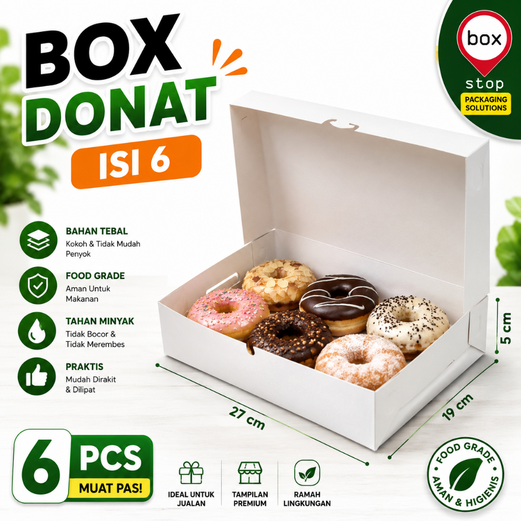 Box Donat - Kotak Donat - Dus Donat Donut - PUTIH- Isi 2 (50 pcs)