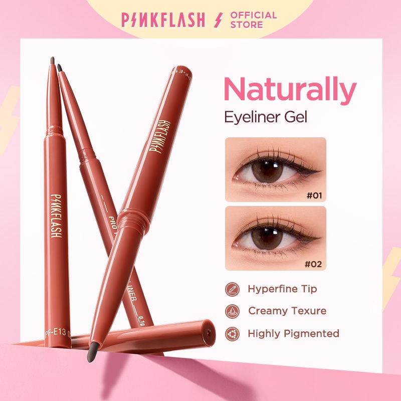 PINKFLASH  Hyperfine Halus Gel Eyeliner Pensil Pigmen Tinggi Tahan Air Tahan Lama Eyeliner Pencil