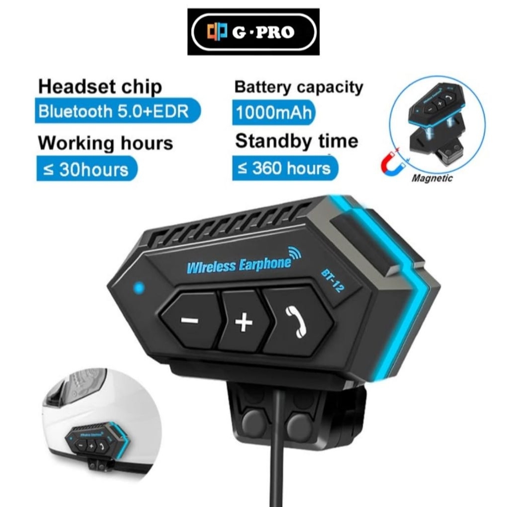 G-PRO Headset Helm Bluetooth Wireless Helmet BT12 Battery Capacity 1000MAH