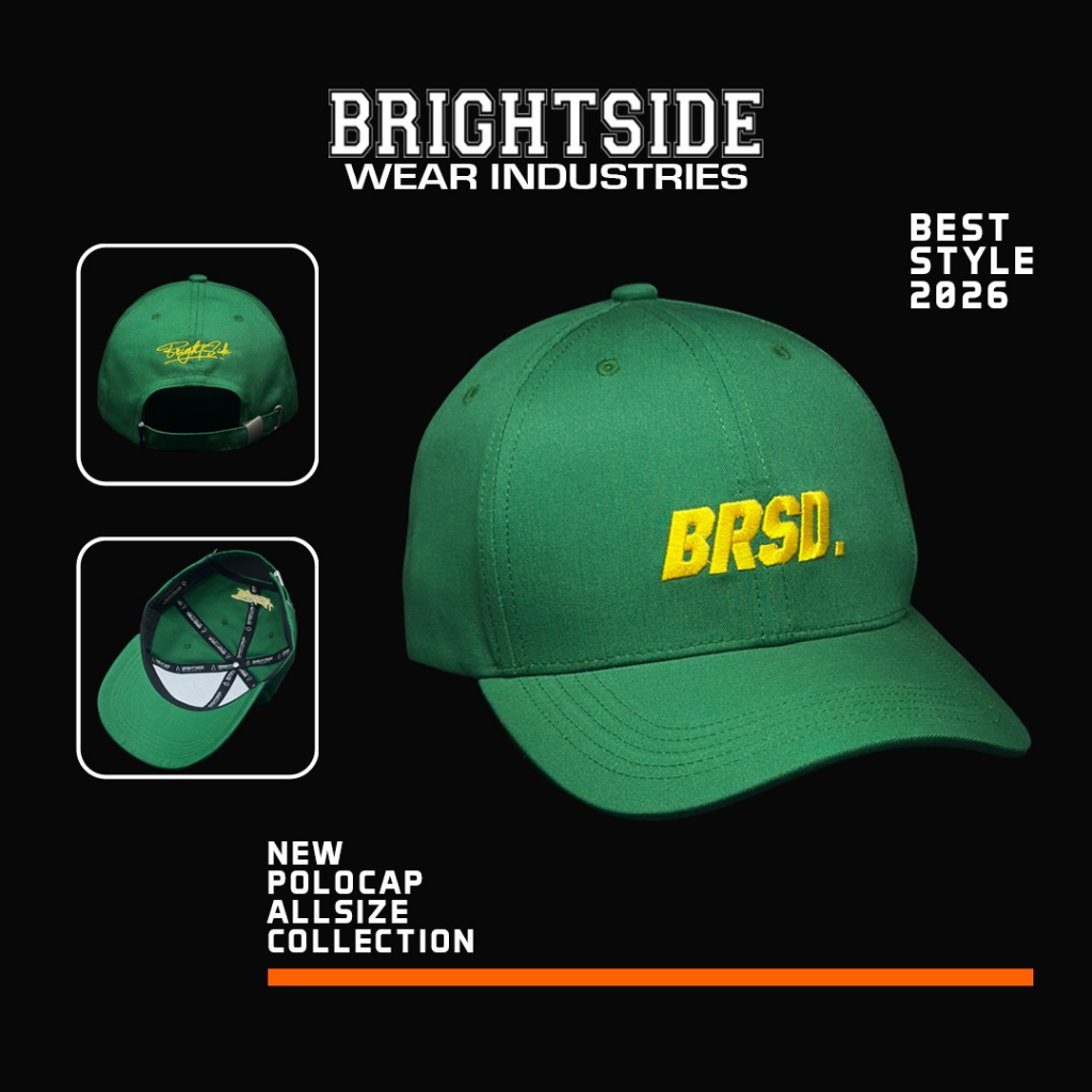 Brightside Apparel Topi  Polocaps Baseball Bordir  Pria Wanita Hat Filson Hijau Bahan Katun Twill