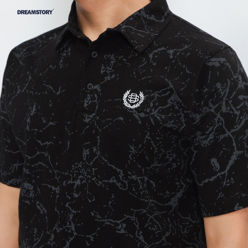 DREAM STORY - Polo Shirt Glass Cotton Comed 24s Black Kaos Kerah Pria Wanita Baju Kaos Kerah Distro