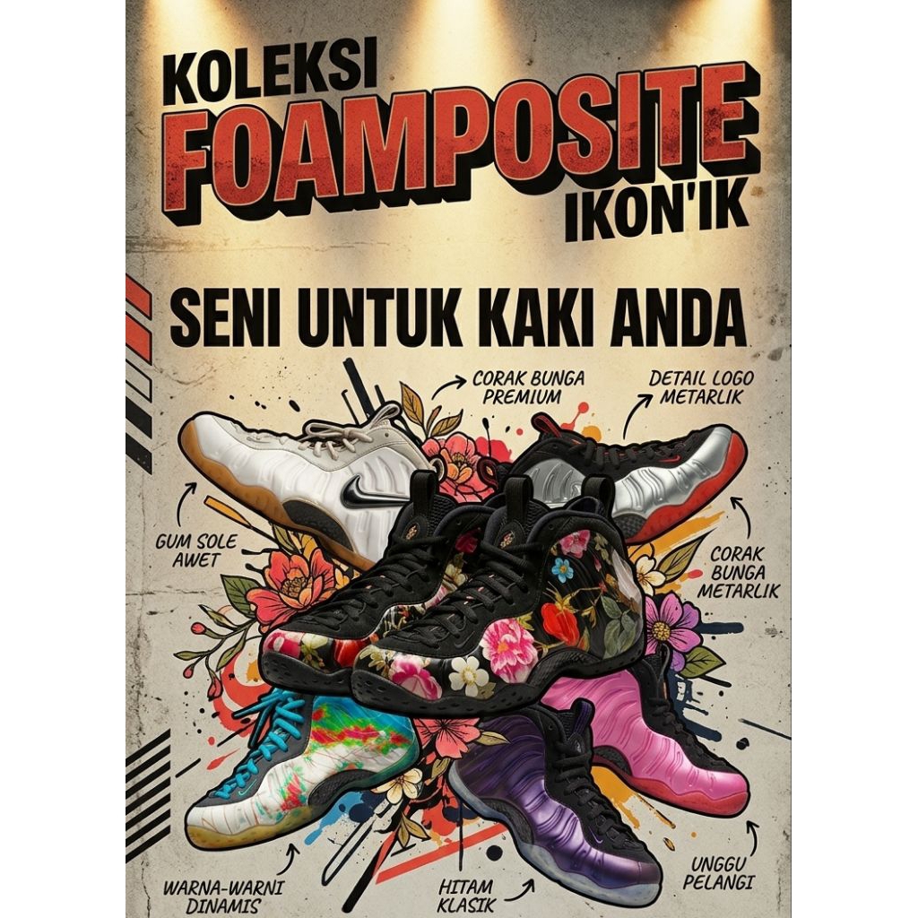 Sepatu Basket Nike Foamposite Limited Edition (Floral/Weatherman/Pearl Pink/Pro All Star/Pro Crimson