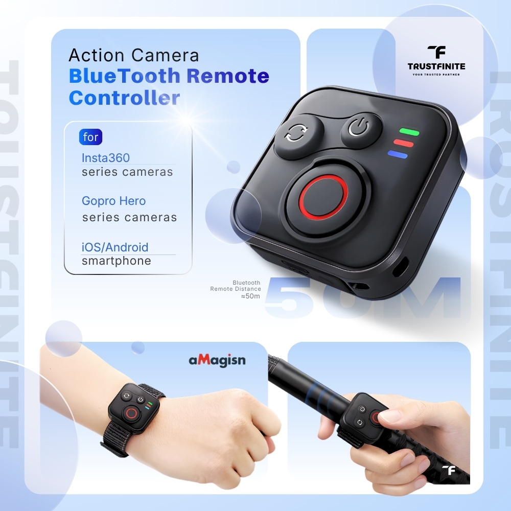 aMagisn Universal Action Camera Bluetooth Remote Controller for Insta360 X5/X4/X3/Ace Pro 2/Go 3/Go 