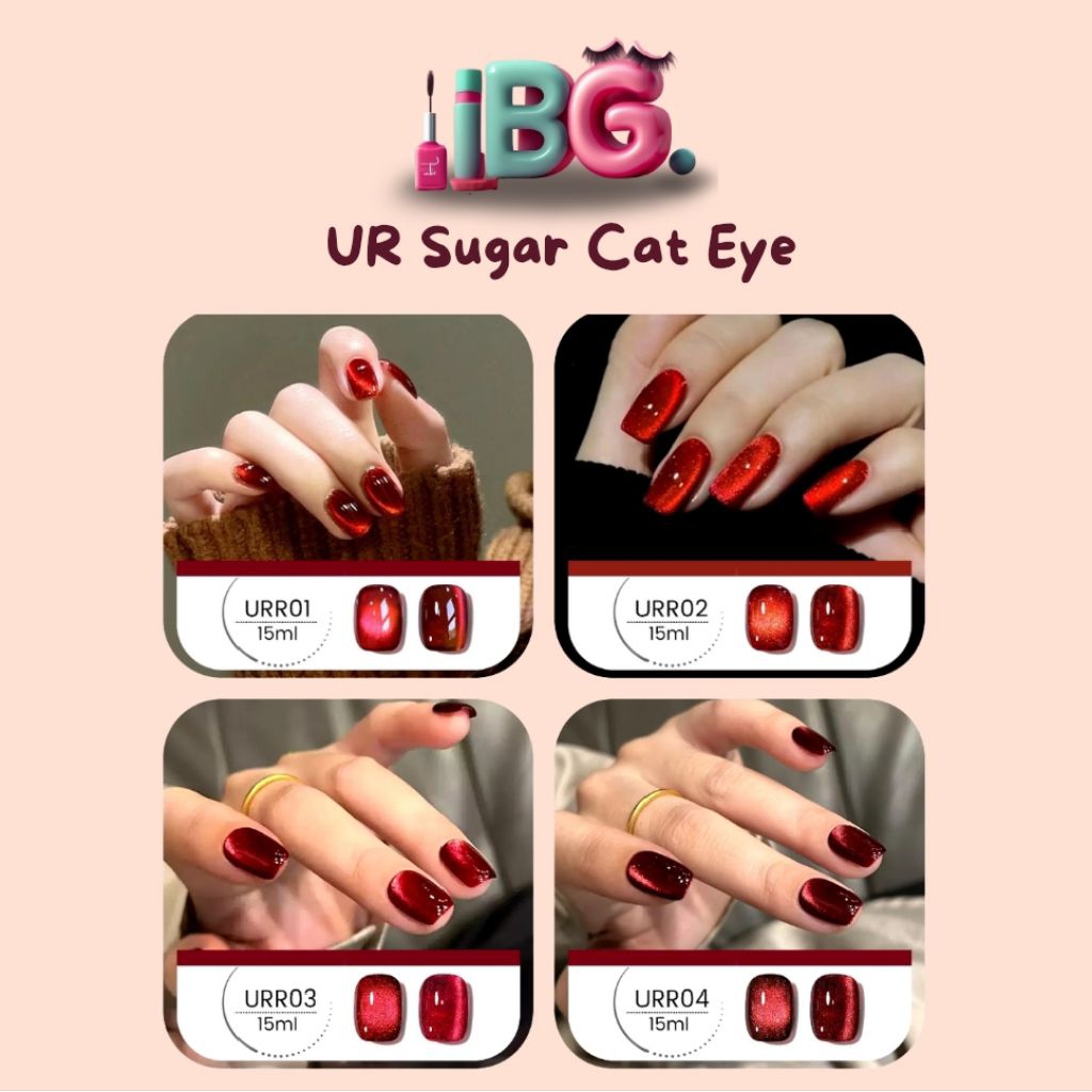 UR Sugar Gel Nail Polish Kutek Gel Cat Eye  Tahan Lama Warna Cat Eye Gel UV LED Nail Art Polish