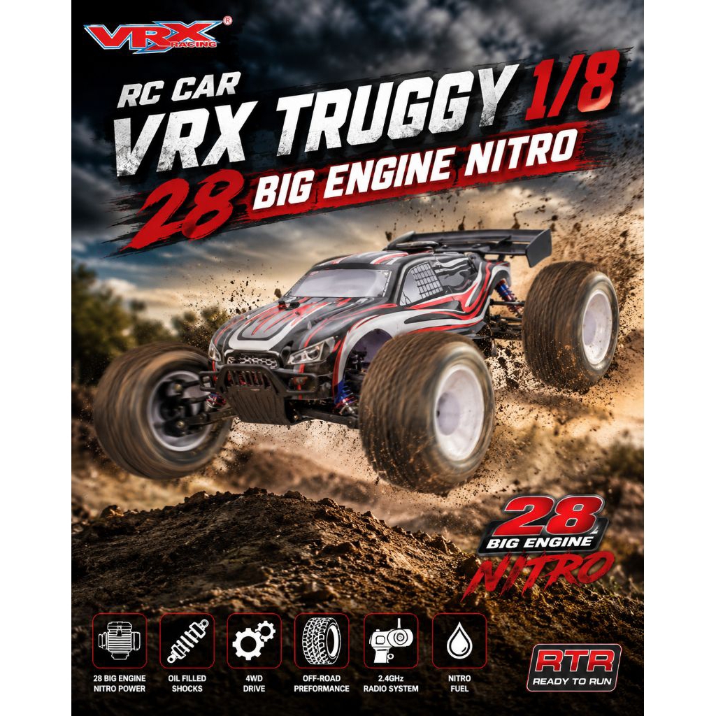 Rc Car VRX 1/8 Nitro Engine Truggy RTR
