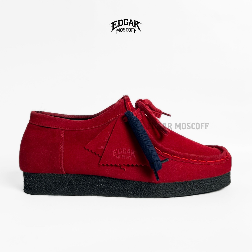 Edgar Moscoff - Sepatu Pria Wallabee Kasual Material Full Suede Maroon Sol Rubber Crepe