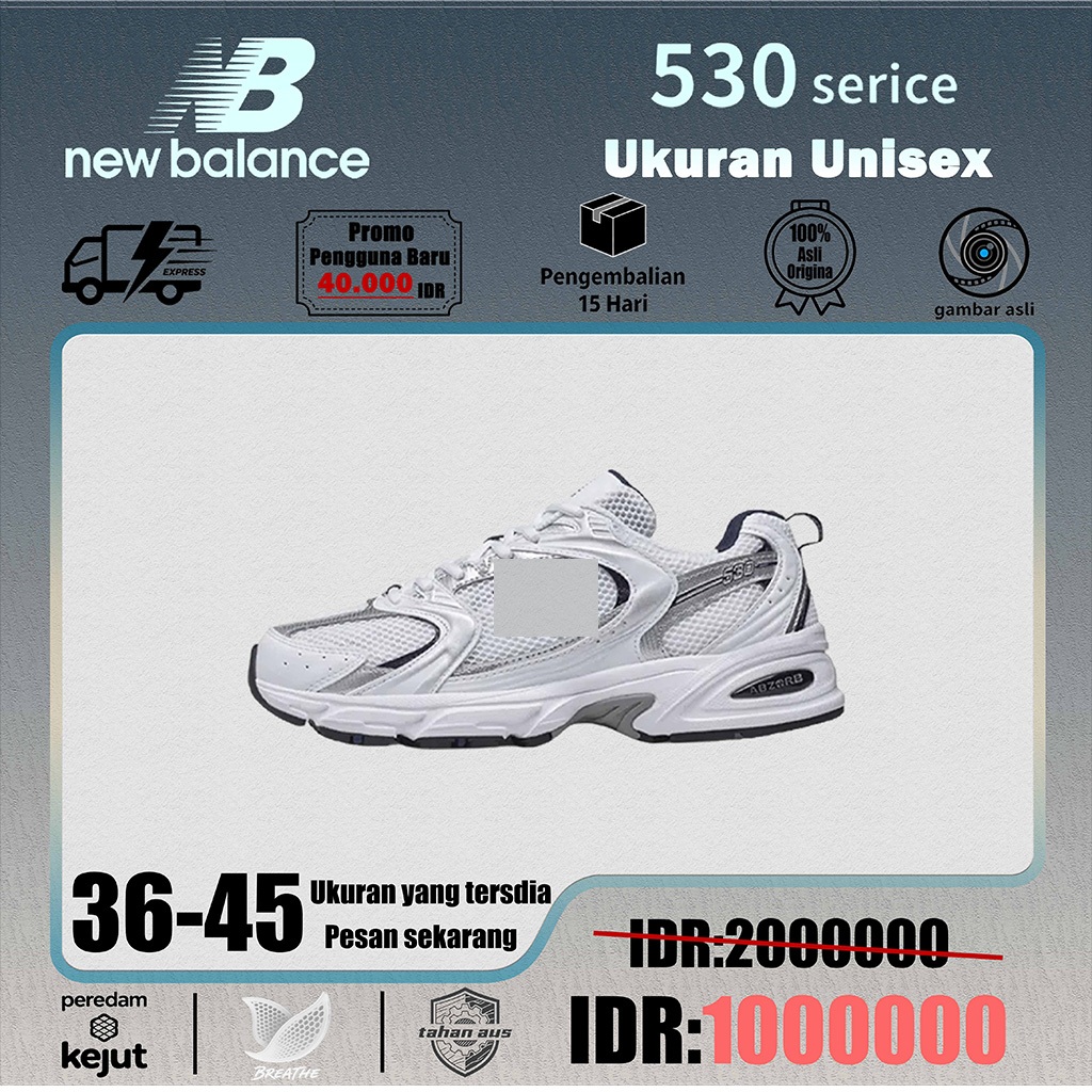 COD Sepatu Lari BaIance 530 Sepatu ayah [NB] 530 pria dan wanita Retro sepatu lari pasangan serbagun