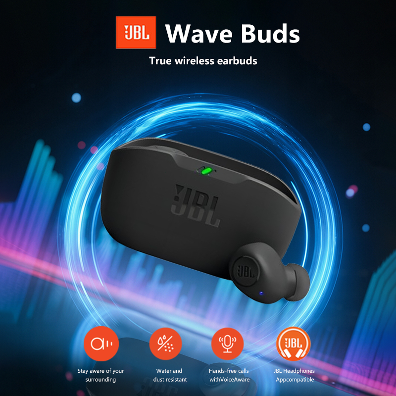 JBL Wave Buds in-Ear Earbuds True Wireless Deep Bass Sound with Mic Water & Dust Resistant For Andro