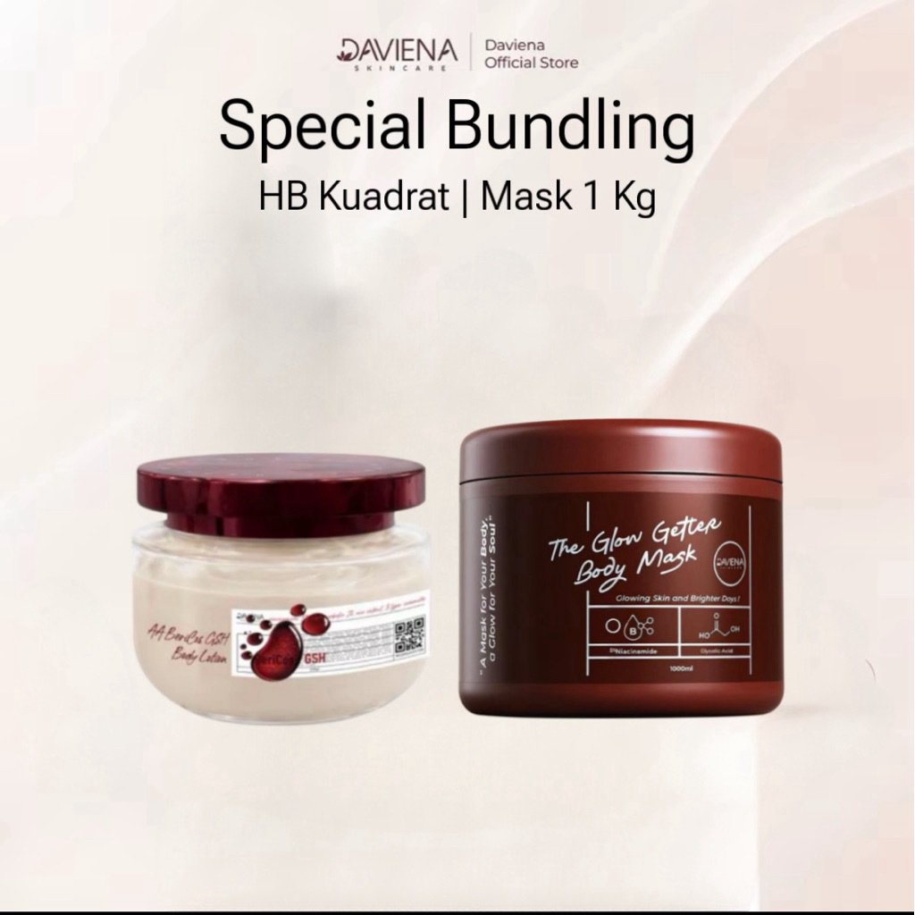 ( Dapat HB KUADRAT 250 ml + 1 KG BODY MASK ) DAVIENA SKINCARE - The Glow Getter Body Mask (1pcs) + H