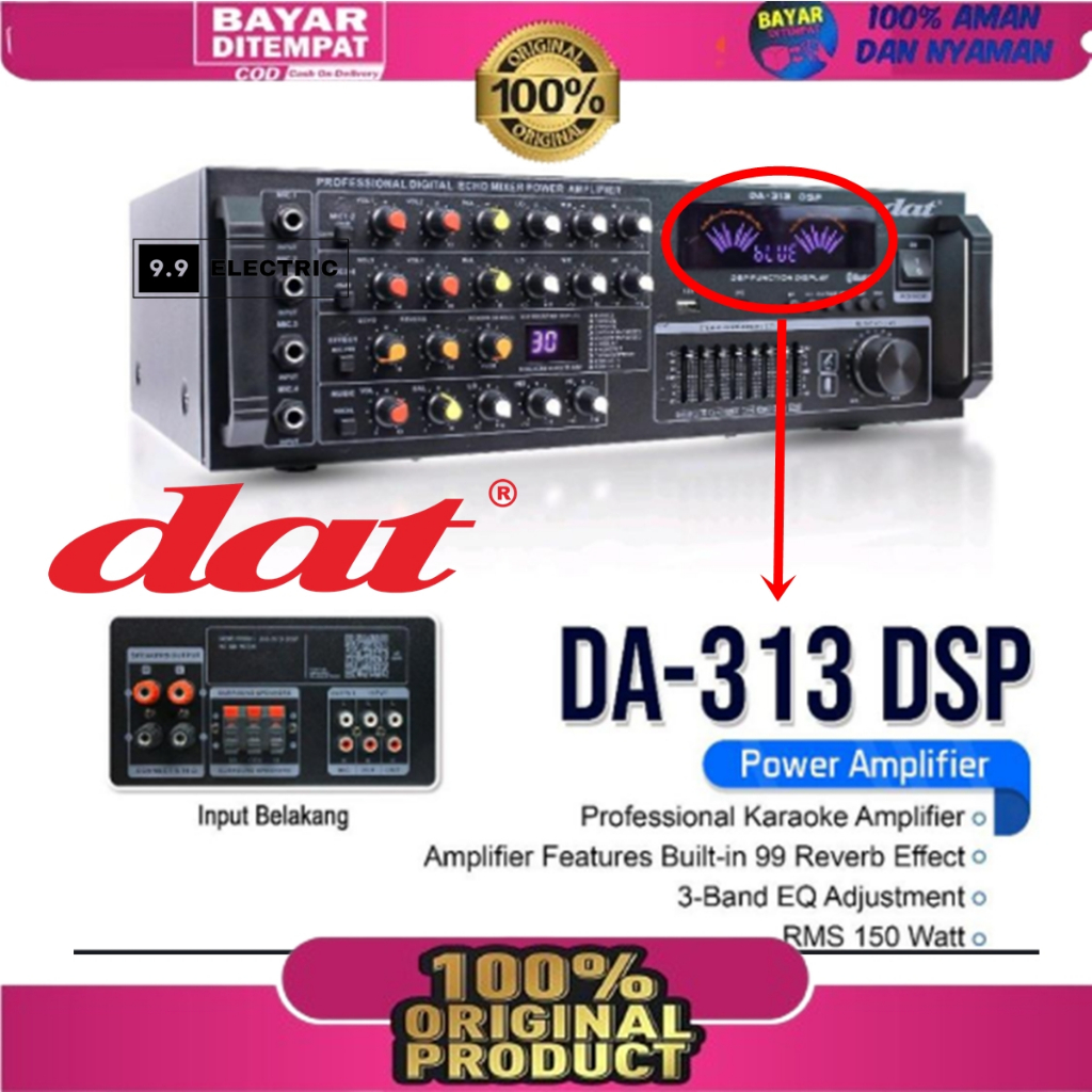 [BISA COD]Power Amplifer Bluetooth DAT DA-313 DSP DA313 DA 313 utk Speaker,Karaoke,Studio,Rec