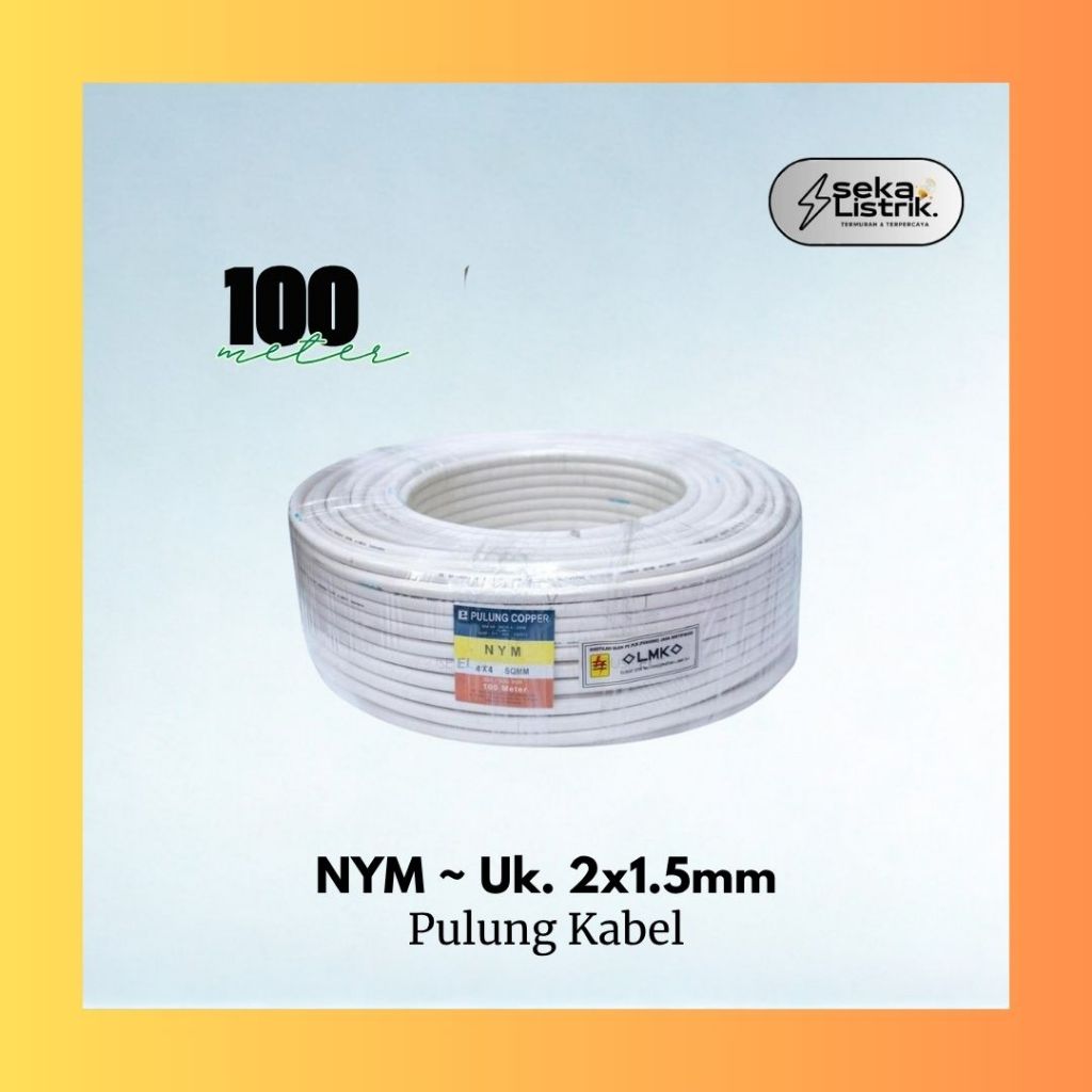 Pulung Kabel NYM Uk. 2x1.5mm Kabel Listrik Pulung Kabel Per 100meter (Roll)