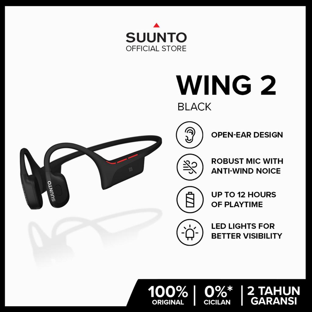 Suunto Wing 2 Black – Premium Bone Conduction Headphones for Safe Adventuring