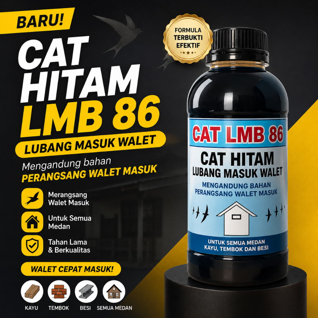 CAT LMB 86 CAT HITAM LUBANG MASUK WALET
