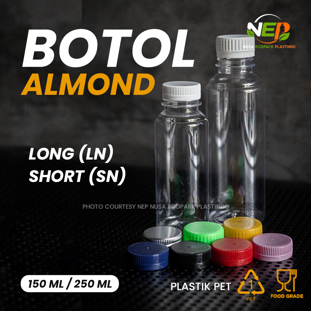 NEP Botol Plastik Almond 150ml 250ml Botol Plastik Mini Ekonomis Murah Ringan