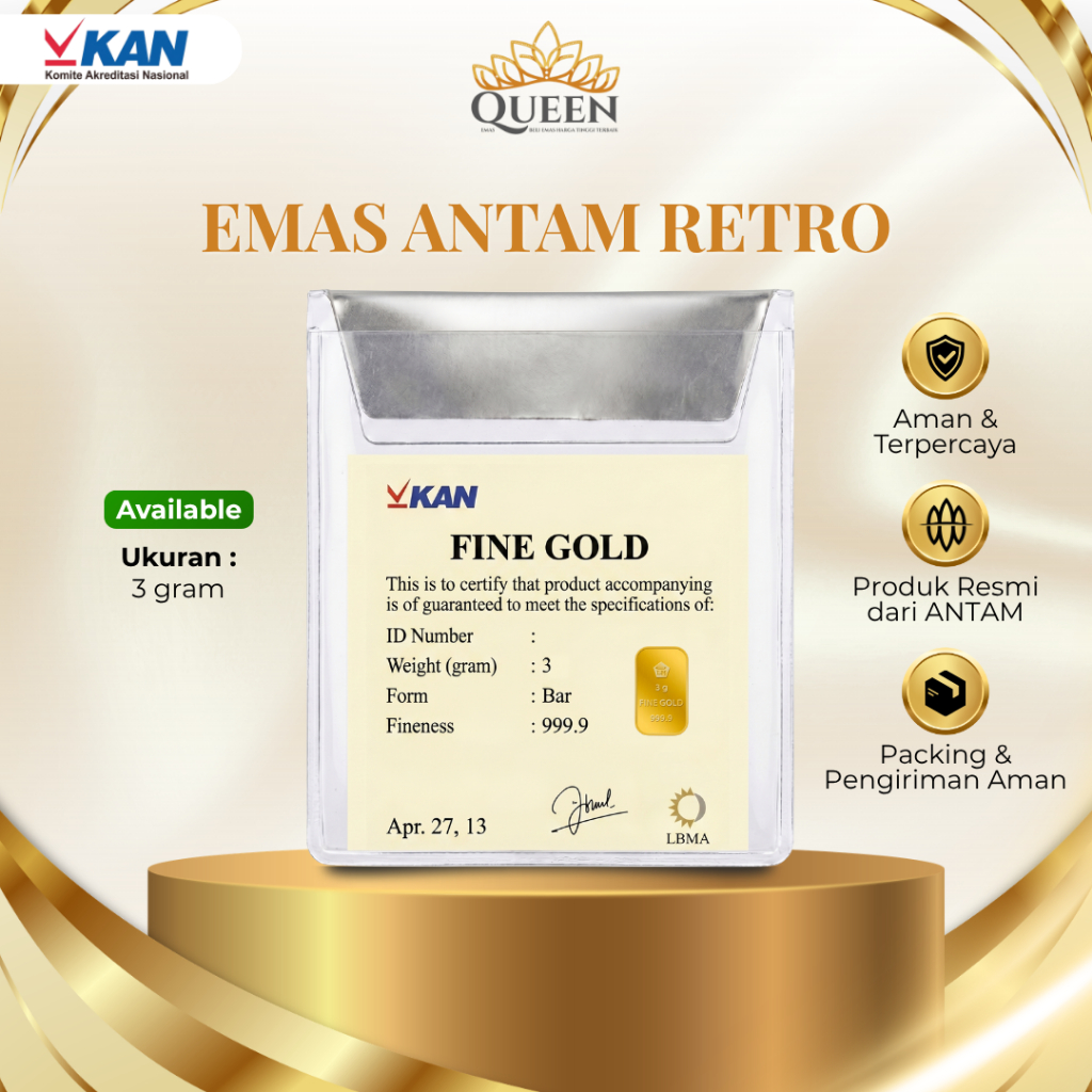 Emas Antam Retro 3 Gram Logam Mulia Original Sertifikat Resmi Investasi Koleksi Premium