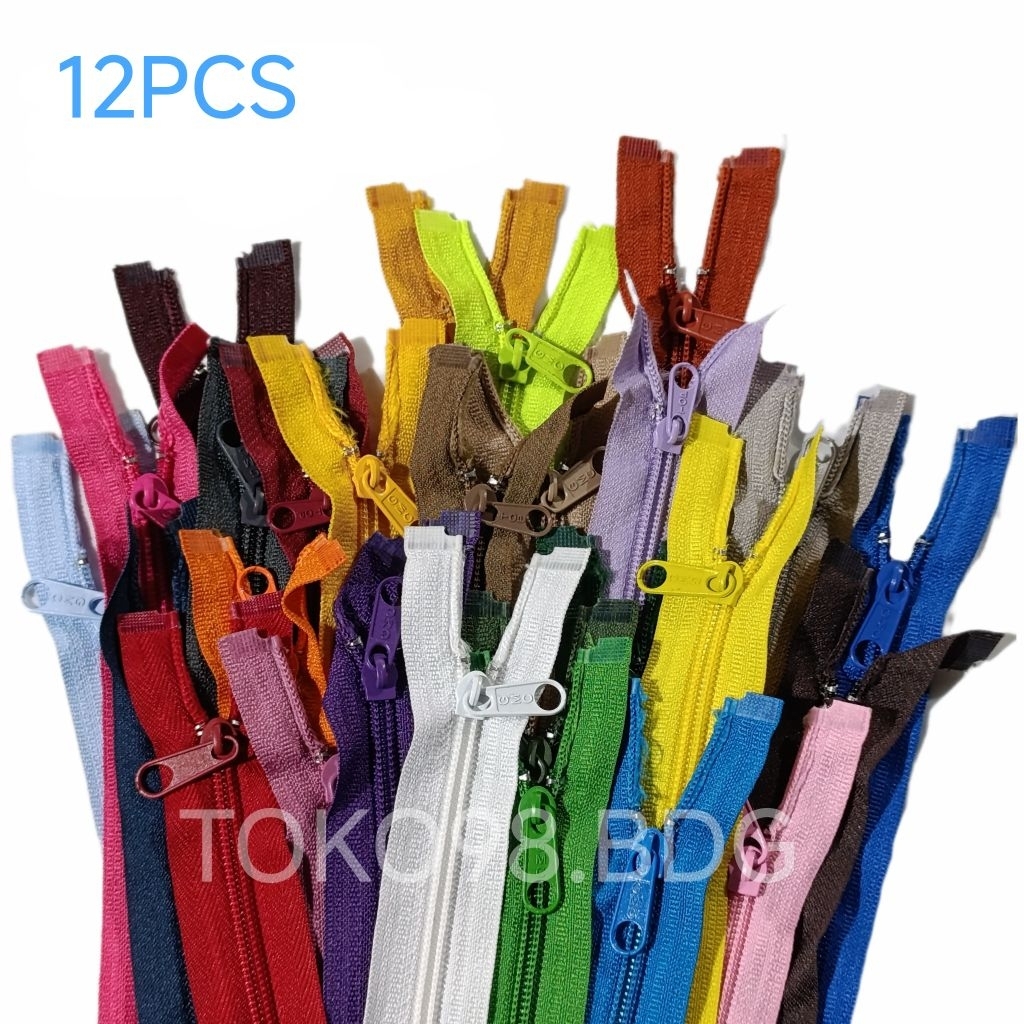 (12PCS ) LUSINAN resleting jaket coil 70cm 80cm warna