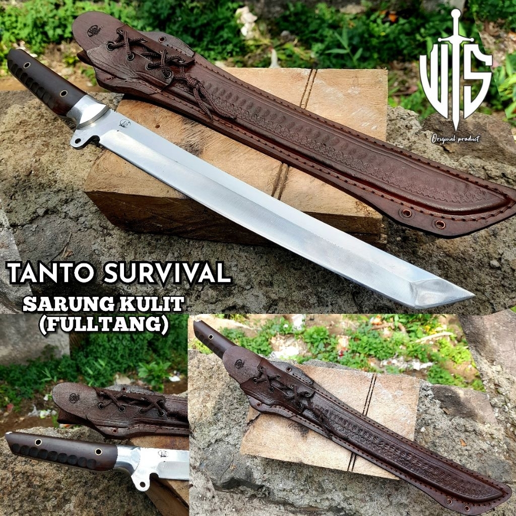 Pisau outdor survival fulltang sarungkulit