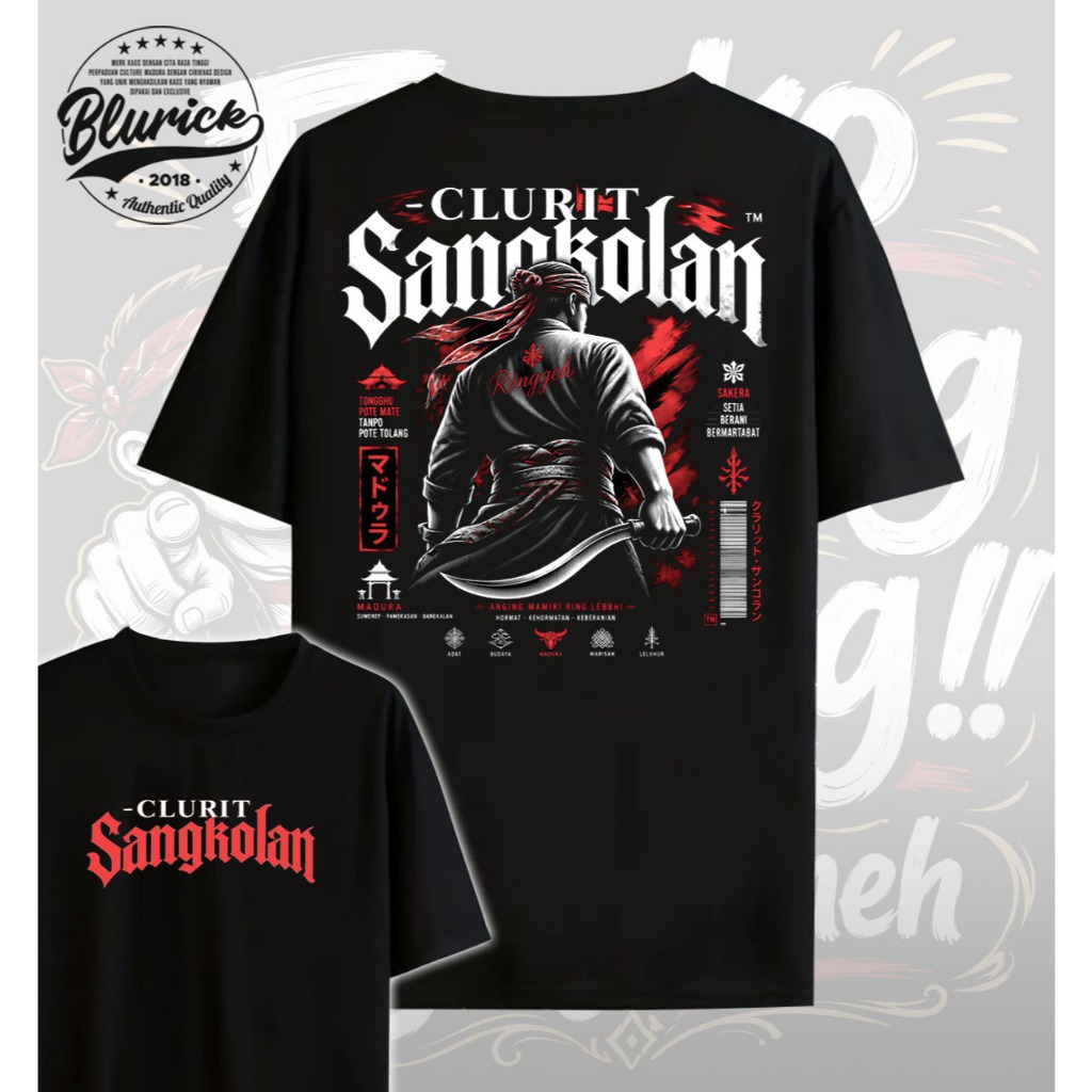 KAOS KATA MADURA, CLURIT SANGKOLAN, UNISEX, COTTON 24S, DESAIN ELEGAN, NYAMAN DIPAKAI, UKURAN S-M-L-