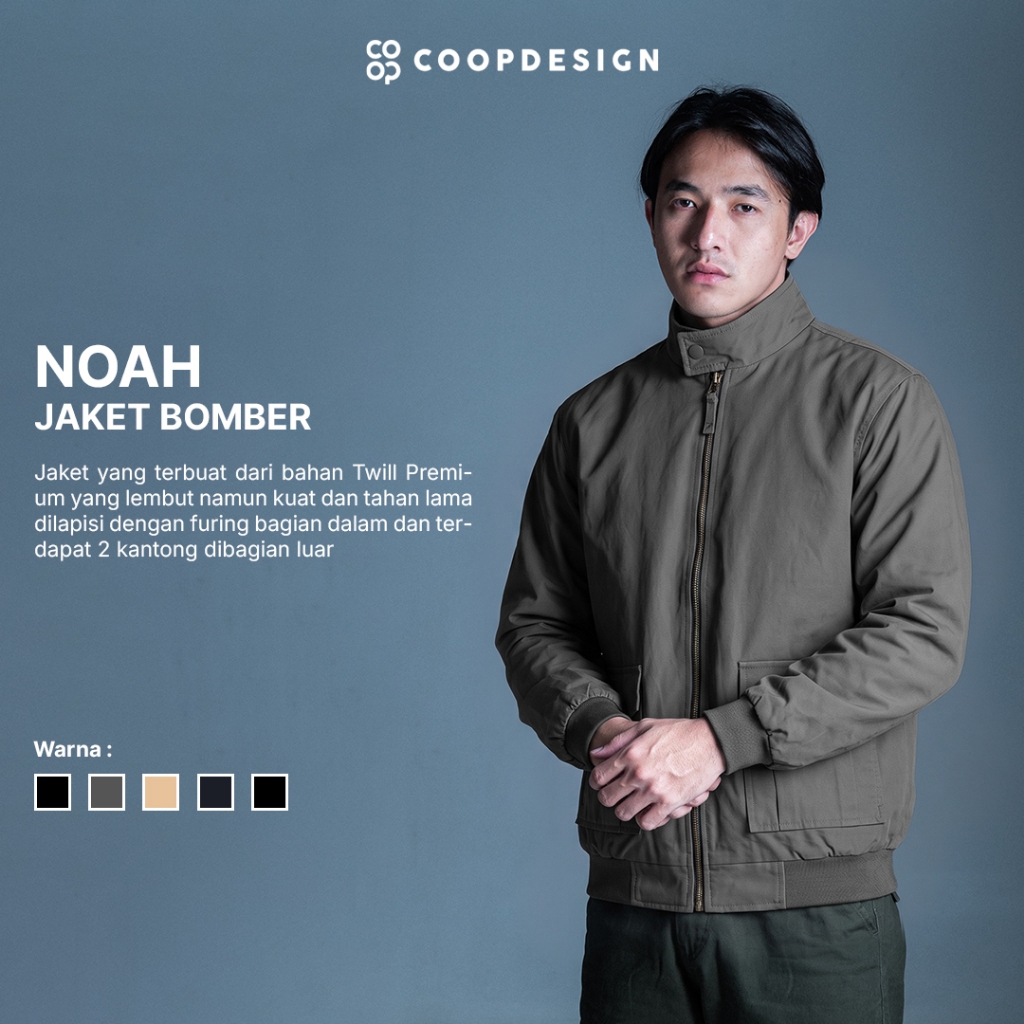 Coop Design - Noah Jaket Canvas Bomber Pria Windbreaker Unisex