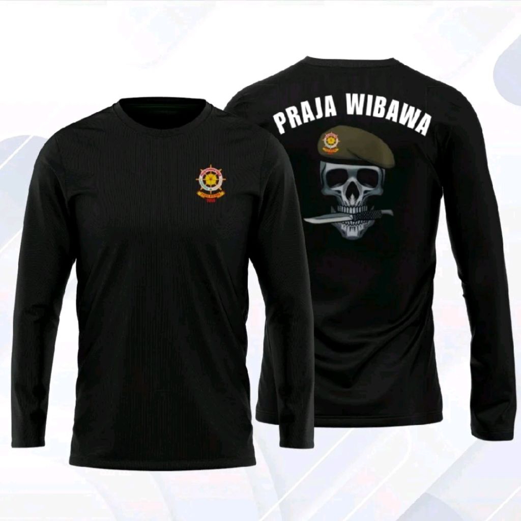 KAOS LENGAN PANJANG SATPOL PP PRAJA WIBAWA MOTIF TENGKORAK BARET GIGIT BELATI
