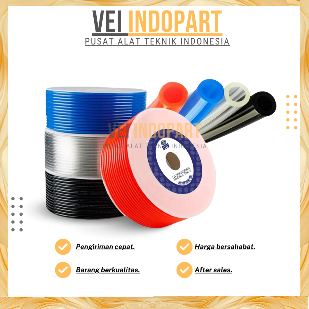 Selang PU POLYURETHANE OD 10mm x ID 6.5mm 1 Roll 100 Meter 10mmx6.5mm