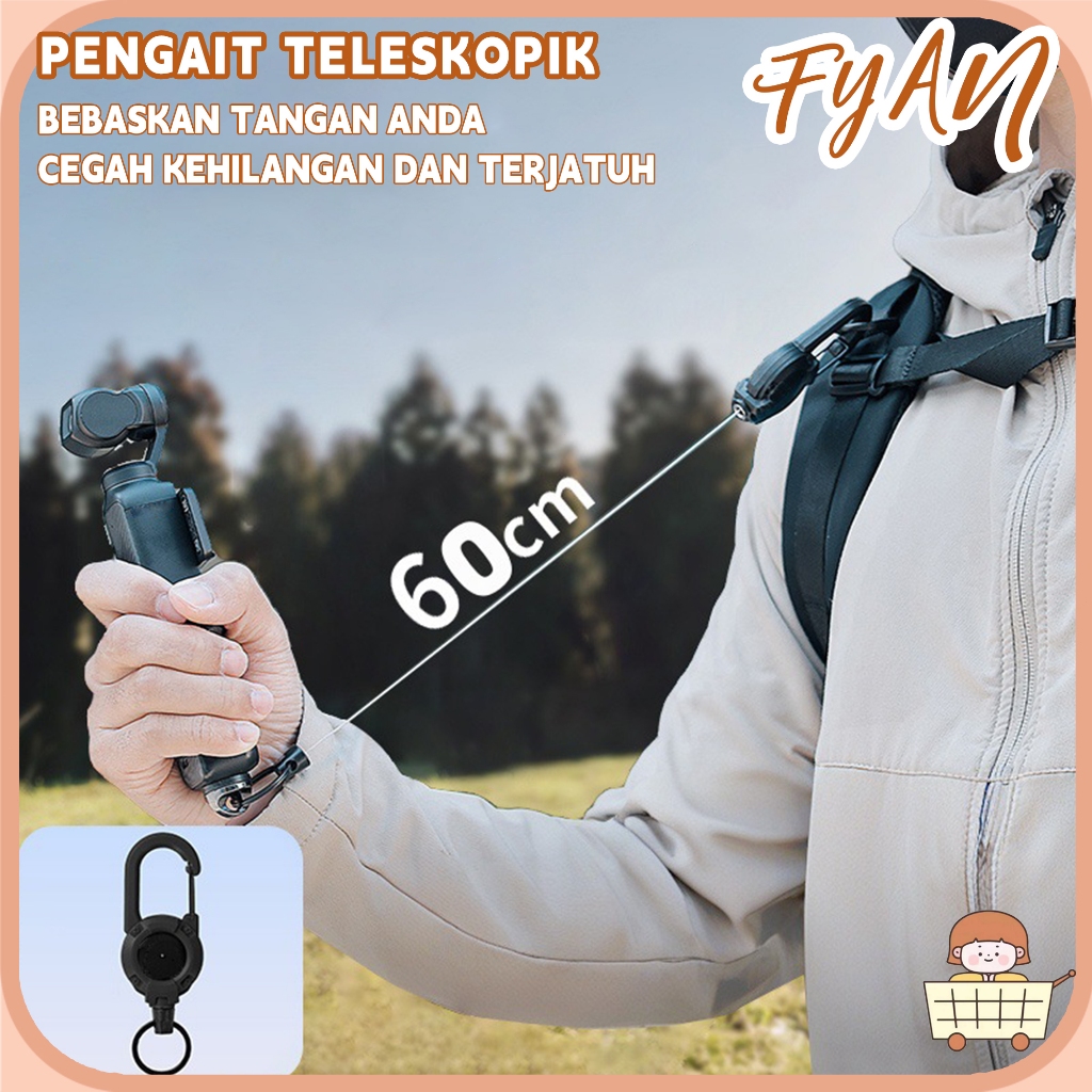 Pengait Tenda Camping Gesper Teleskopik Gantungan Kunci Anti Hilang Pegas