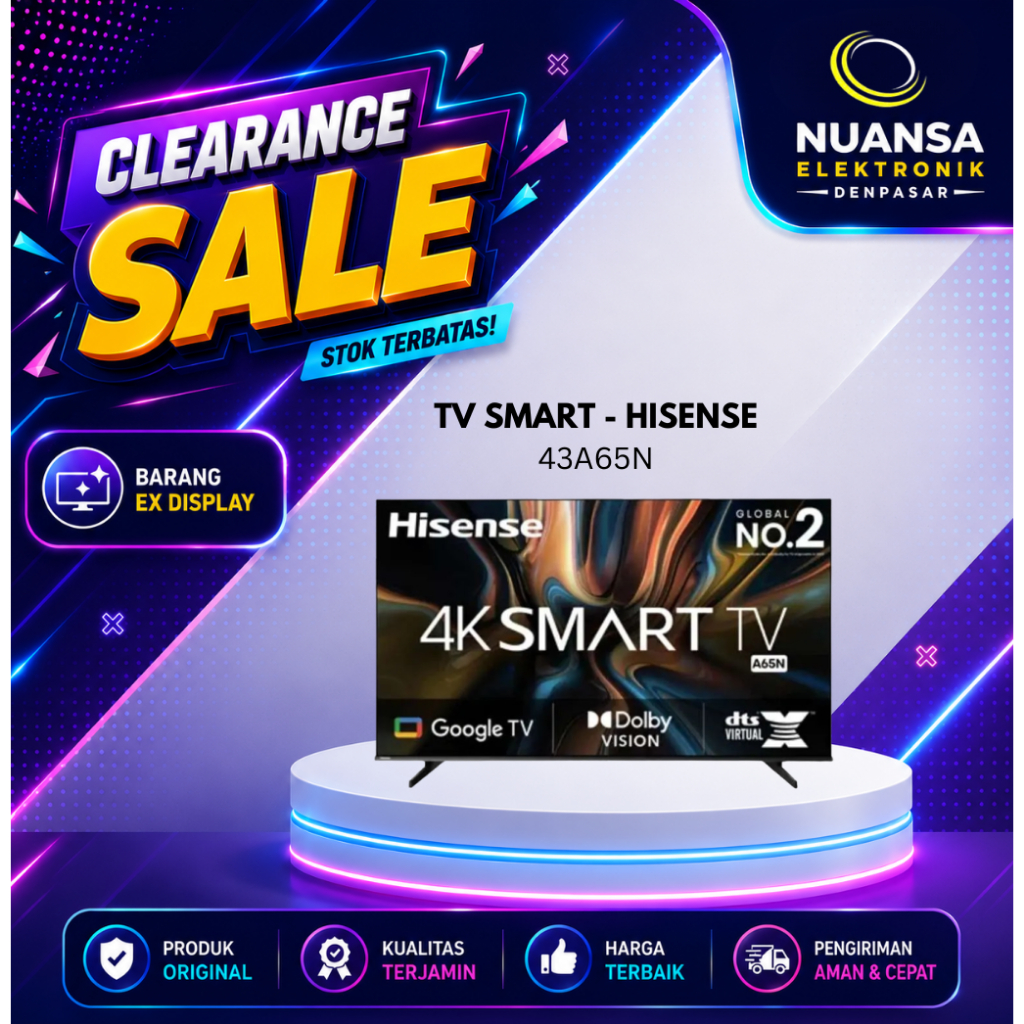 [CLEARANCE SALE] TV SMART HISENSE 43A65N - NUANSA ELEKTRONIK DENPASAR