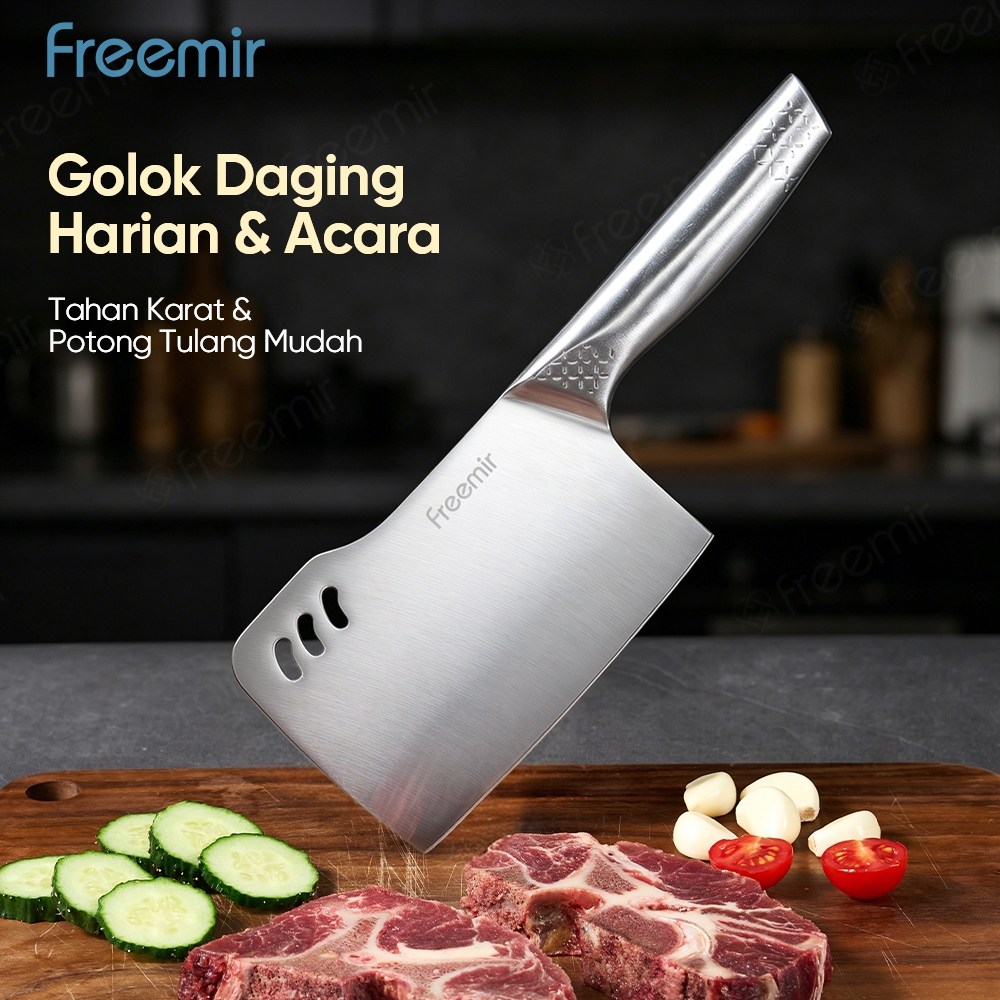[NEW] freemir Golok Daging Stainless Bone Chopper Pisau Tebas Tulang Iga Tebal Kokoh Anti Karat