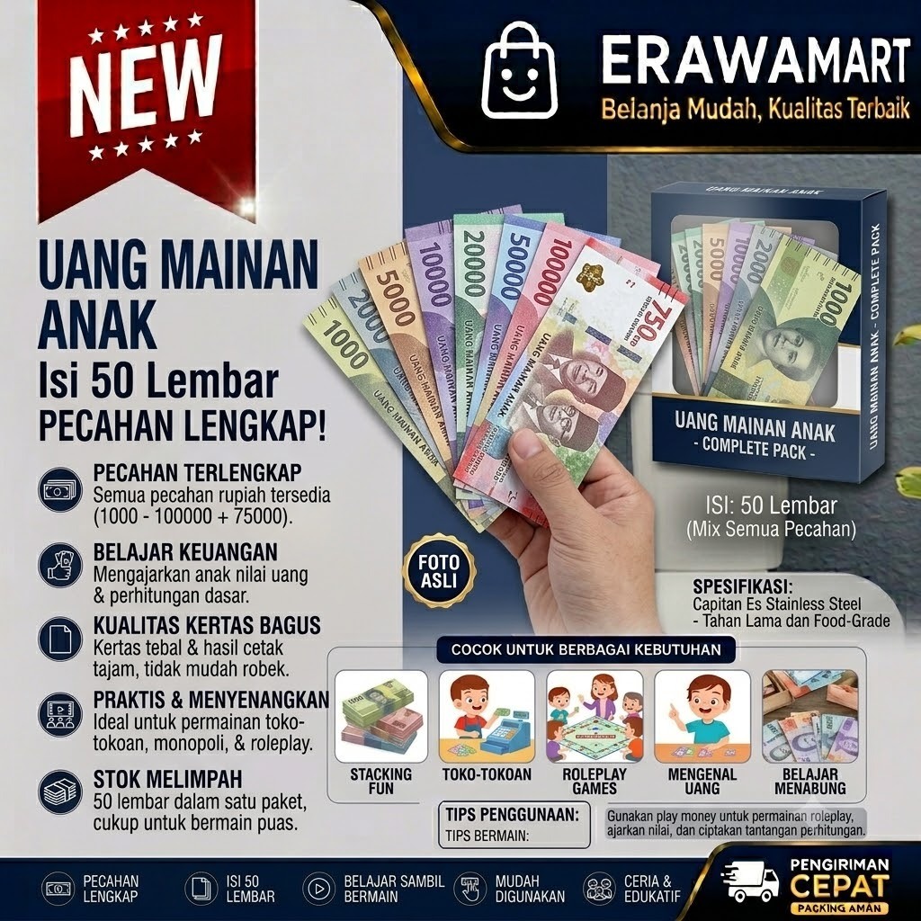 50 LEMBAR - UANG MAINAN / MAINAN ANAK UANG KERTAS / UANG KERTAS MAINAN