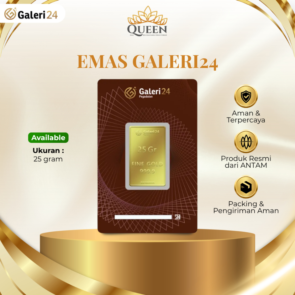 Emas Galeri24 25 Gram Logam Mulia Sertifikat Resmi Original Investasi Aman Koleksi Premium