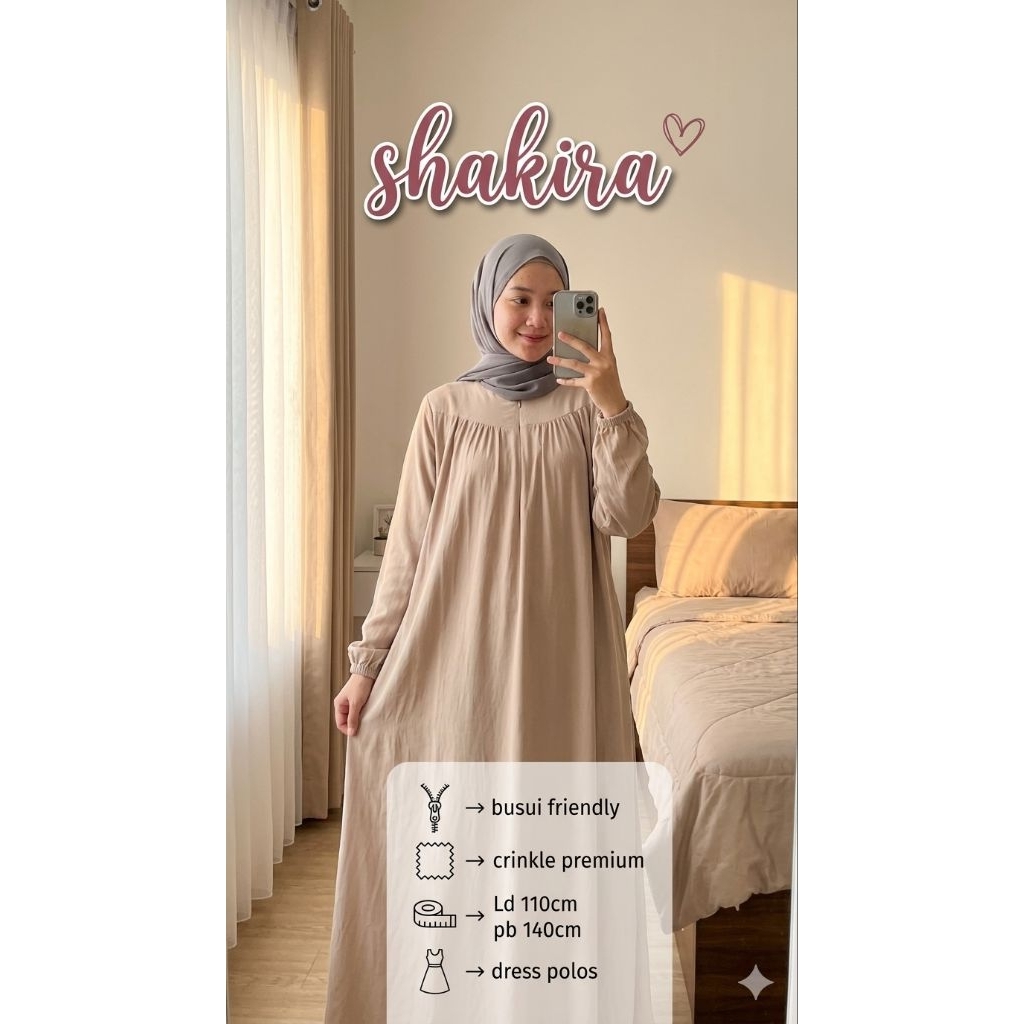Dress Shakira Gamis Wanita Anggun Elegan Crinkle Premium Flowly