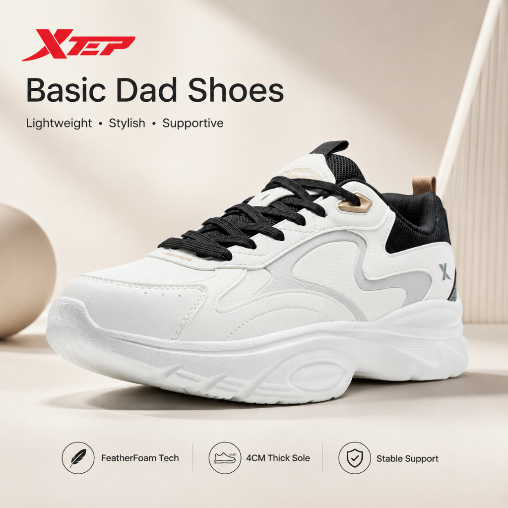XTEP Basic Dad Shoes Sepatu Pria Original Sneakers Casual Lifestyle Fashion Retro Size 39-44