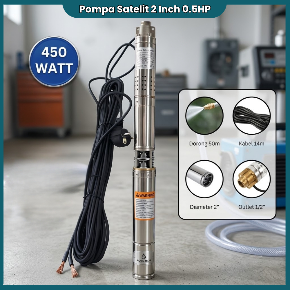 Pompa Satelit Sibel Pump 2 Inch AC 220V Pompa Celup Sumur Dalam 55M Submersible Pump Pompa Air Sumur