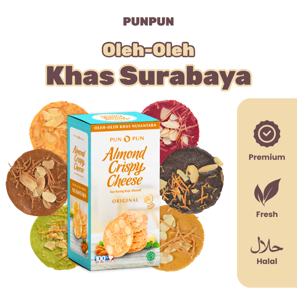 Almond Crispy Cheese Original Oleh Oleh Khas Surabaya Cemilan Snack | PUNPUN Almond Crispy Cheese Or