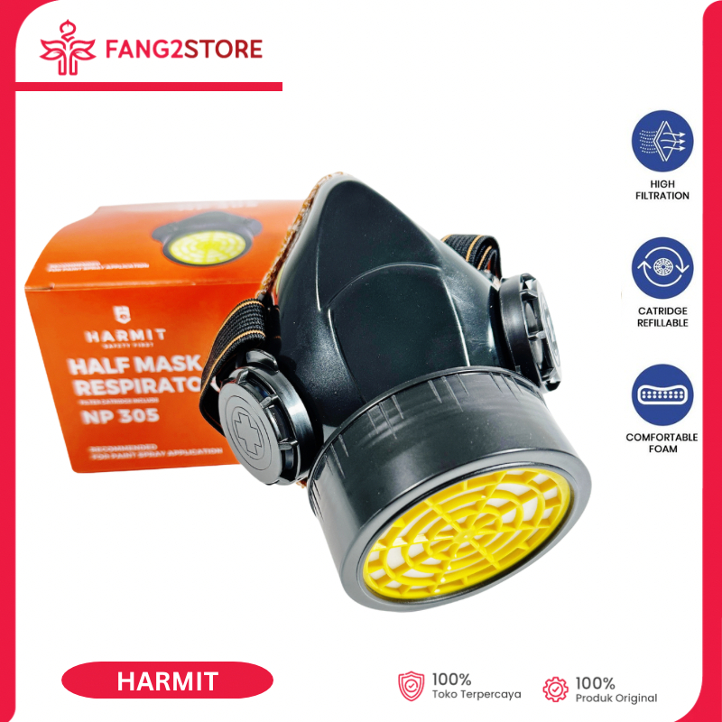 HARMIT Respirator Safety Mask Filter Debu dan Gas Kimia Cat Semprot Perlengkapan Safety K3 Pernapasa