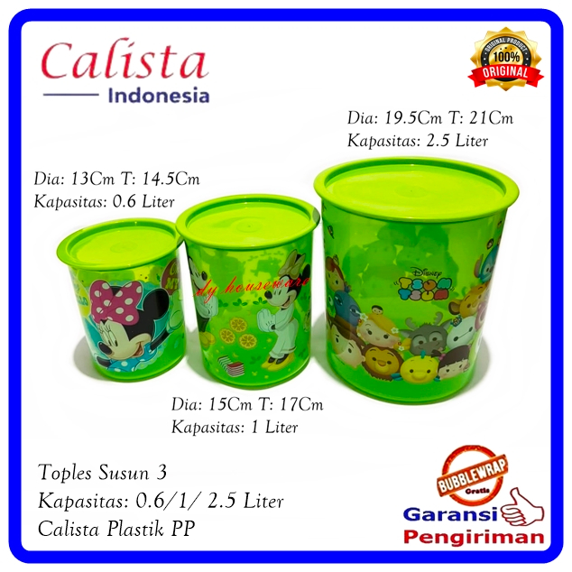 Toples Plastik Susun 3 Sealware 3 Susun 2.5 Liter Plastik PP Garansi Kedap Udara Calista