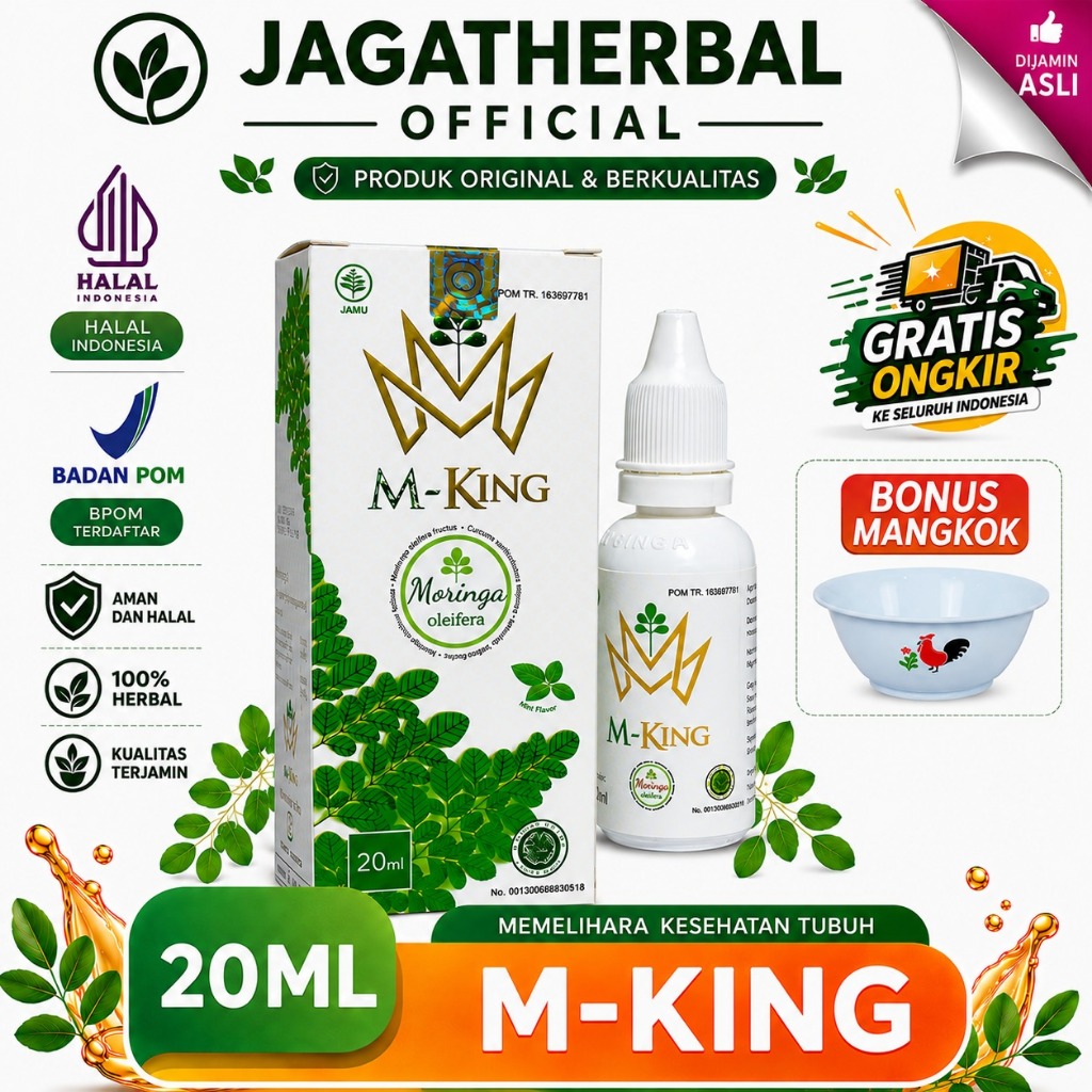 [BONUS MANGKOK] M-KING HERBAL jamu original 20ML - Obat Stroke, Diabetes, Gagal Ginjal, Kolesterol, 